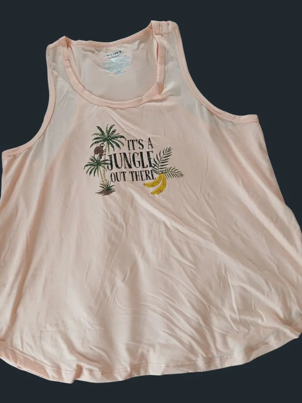 JoySpun Womens Peach Jungle Print Tank Top Shorts Pajamas XL Recycled Poly NWT - Picture 8 of 14